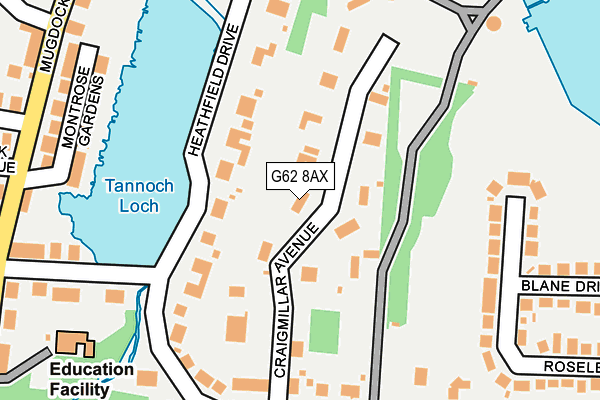 G62 8AX map - OS OpenMap – Local (Ordnance Survey)