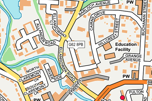 G62 8PB map - OS OpenMap – Local (Ordnance Survey)