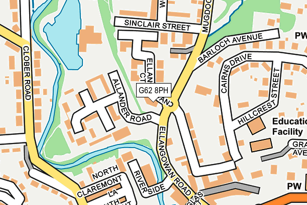 G62 8PH map - OS OpenMap – Local (Ordnance Survey)