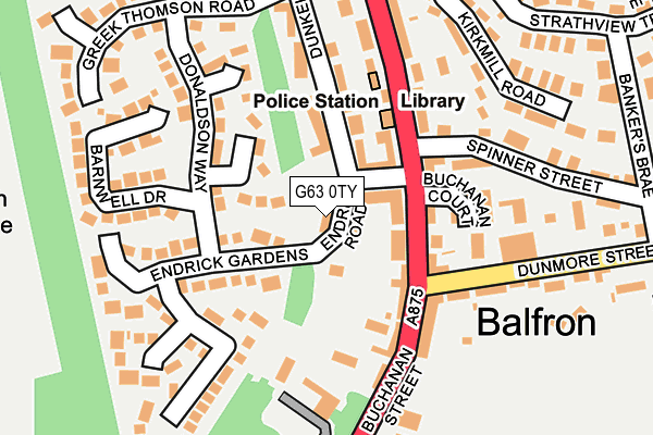 G63 0TY map - OS OpenMap – Local (Ordnance Survey)