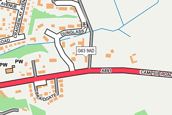 G63 9AD map - OS OpenMap – Local (Ordnance Survey)