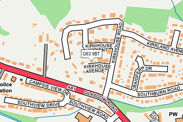 G63 9BT map - OS OpenMap – Local (Ordnance Survey)