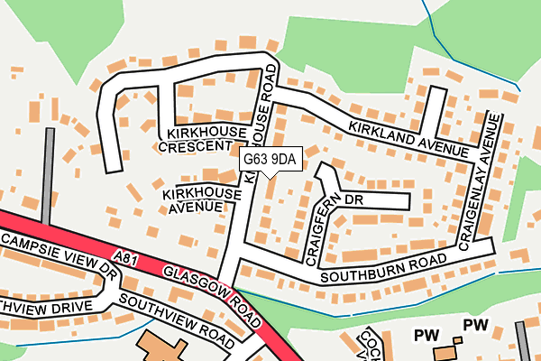 G63 9DA map - OS OpenMap – Local (Ordnance Survey)