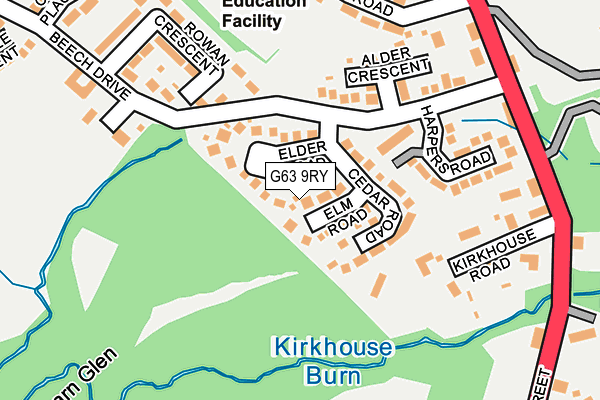 G63 9RY map - OS OpenMap – Local (Ordnance Survey)