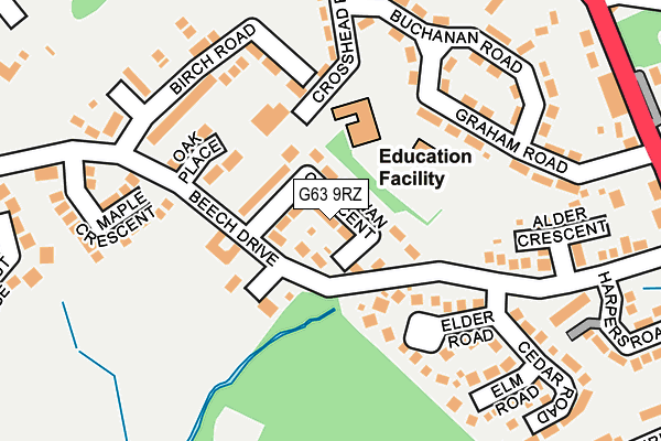 G63 9RZ map - OS OpenMap – Local (Ordnance Survey)