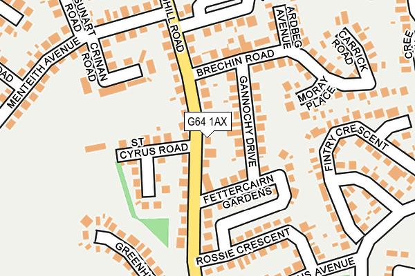 G64 1AX map - OS OpenMap – Local (Ordnance Survey)