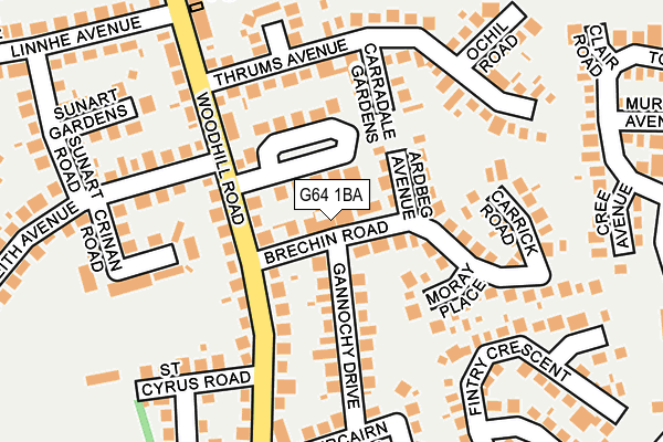 G64 1BA map - OS OpenMap – Local (Ordnance Survey)