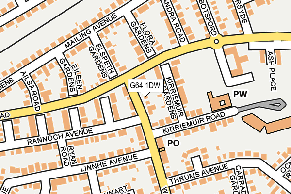 G64 1DW map - OS OpenMap – Local (Ordnance Survey)