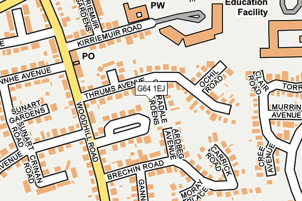 G64 1EJ map - OS OpenMap – Local (Ordnance Survey)