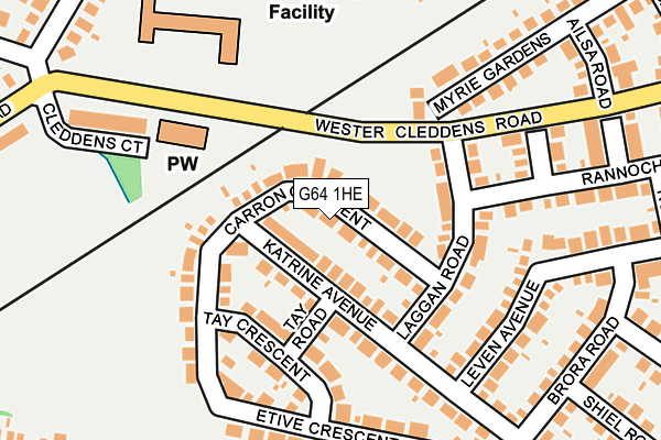 G64 1HE map - OS OpenMap – Local (Ordnance Survey)