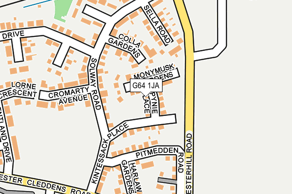 G64 1JA map - OS OpenMap – Local (Ordnance Survey)