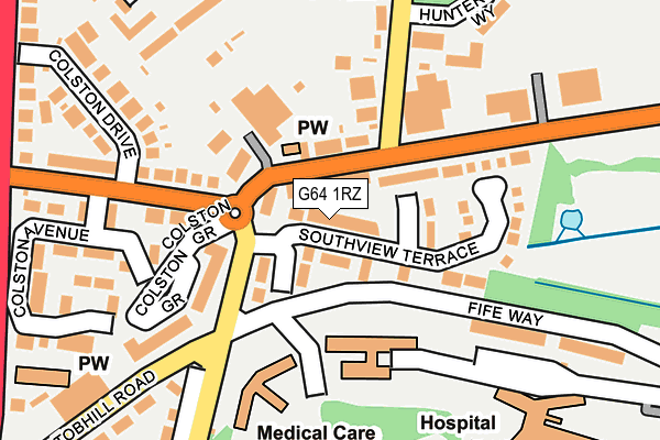 G64 1RZ map - OS OpenMap – Local (Ordnance Survey)