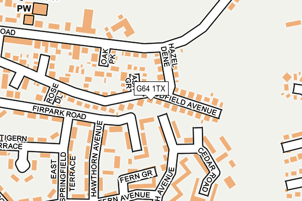 G64 1TX map - OS OpenMap – Local (Ordnance Survey)