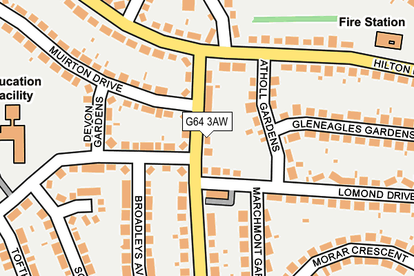 G64 3AW map - OS OpenMap – Local (Ordnance Survey)