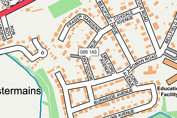 G66 1AS map - OS OpenMap – Local (Ordnance Survey)