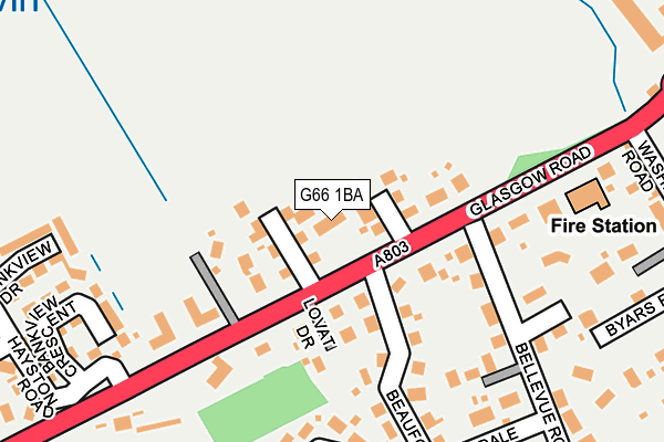 G66 1BA map - OS OpenMap – Local (Ordnance Survey)