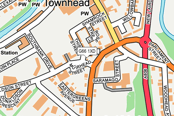 G66 1XD map - OS OpenMap – Local (Ordnance Survey)