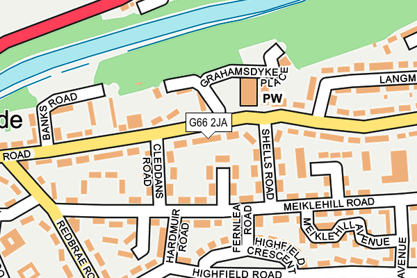 G66 2JA map - OS OpenMap – Local (Ordnance Survey)