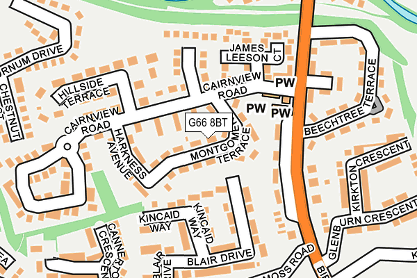 G66 8BT map - OS OpenMap – Local (Ordnance Survey)