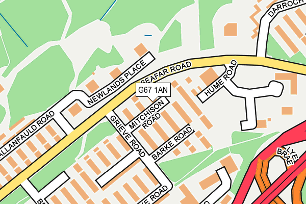G67 1AN map - OS OpenMap – Local (Ordnance Survey)