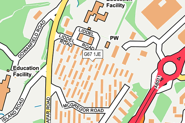 G67 1JE map - OS OpenMap – Local (Ordnance Survey)