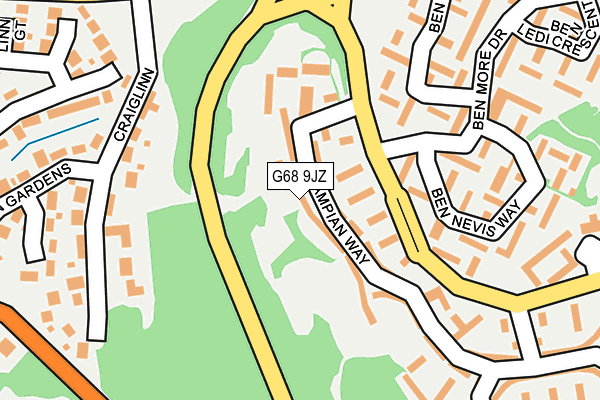 G68 9JZ map - OS OpenMap – Local (Ordnance Survey)
