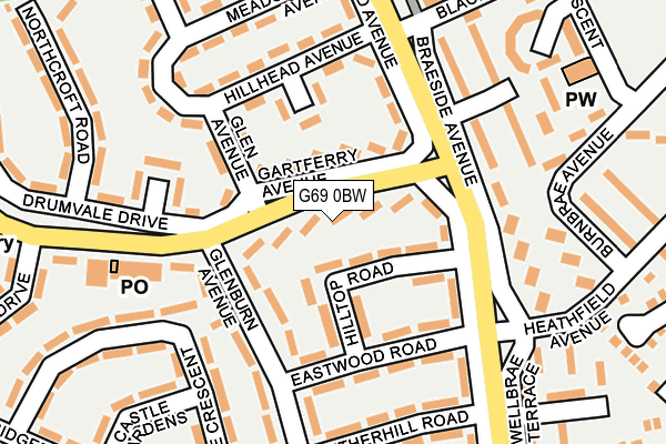 G69 0BW map - OS OpenMap – Local (Ordnance Survey)