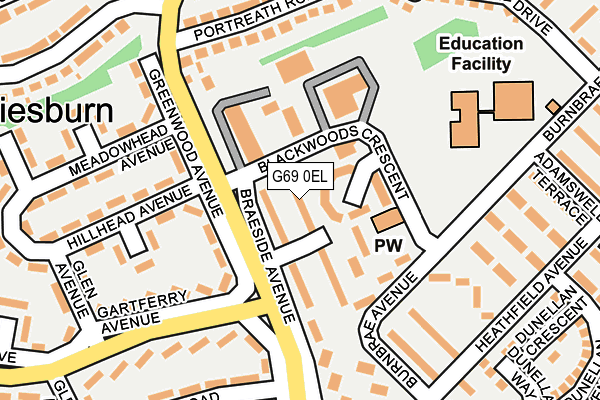 G69 0EL map - OS OpenMap – Local (Ordnance Survey)