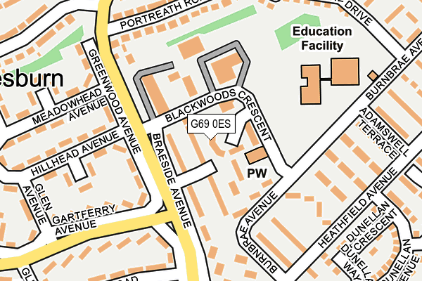 G69 0ES map - OS OpenMap – Local (Ordnance Survey)