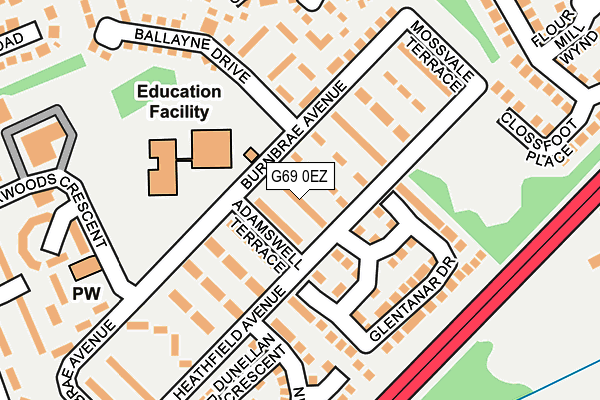 G69 0EZ map - OS OpenMap – Local (Ordnance Survey)