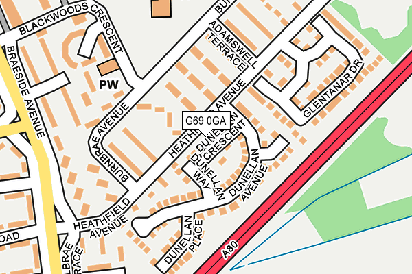 G69 0GA map - OS OpenMap – Local (Ordnance Survey)