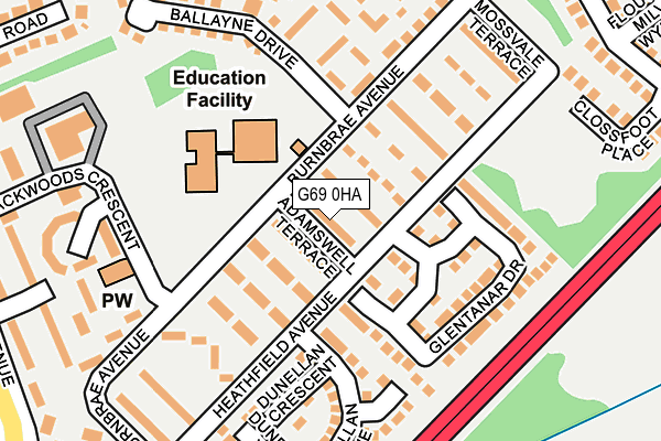 G69 0HA map - OS OpenMap – Local (Ordnance Survey)