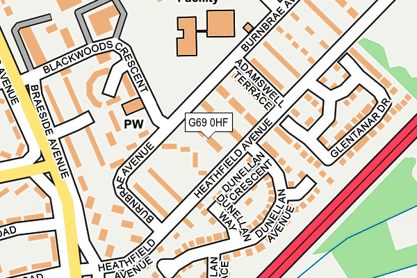 G69 0HF map - OS OpenMap – Local (Ordnance Survey)