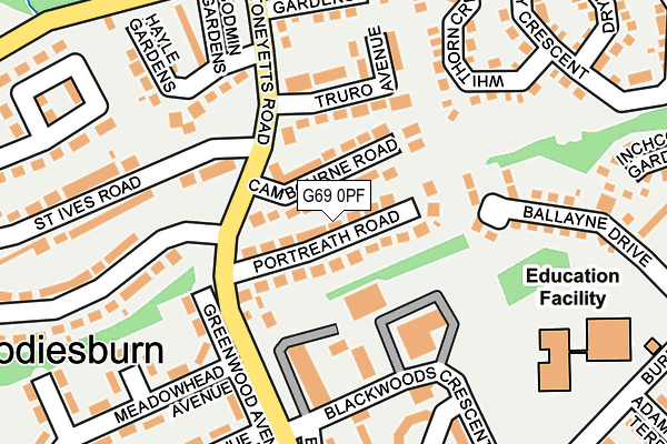 G69 0PF map - OS OpenMap – Local (Ordnance Survey)