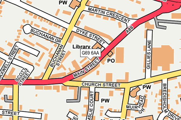 G69 6AA map - OS OpenMap – Local (Ordnance Survey)