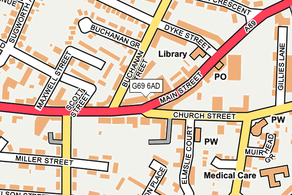 G69 6AD map - OS OpenMap – Local (Ordnance Survey)