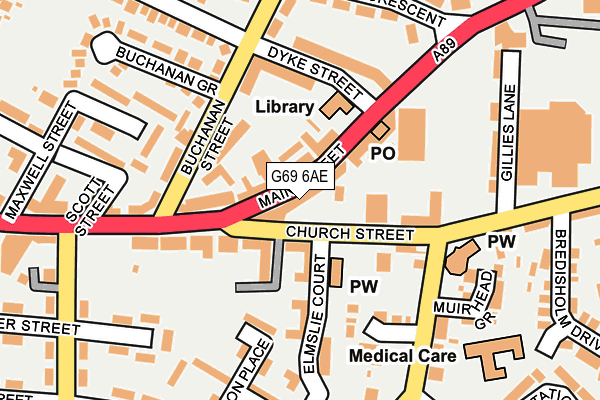 G69 6AE map - OS OpenMap – Local (Ordnance Survey)