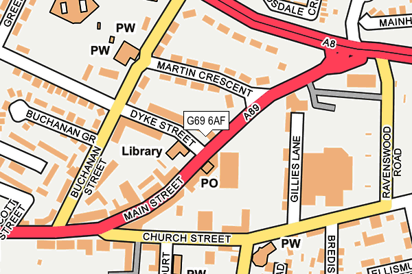 G69 6AF map - OS OpenMap – Local (Ordnance Survey)