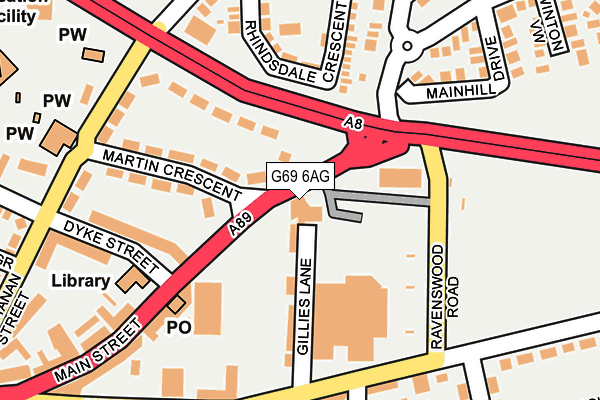 G69 6AG map - OS OpenMap – Local (Ordnance Survey)