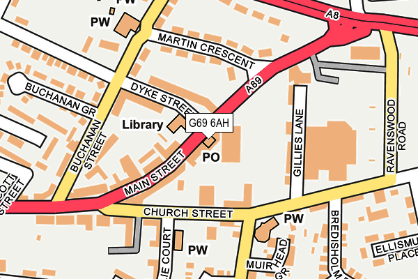 G69 6AH map - OS OpenMap – Local (Ordnance Survey)