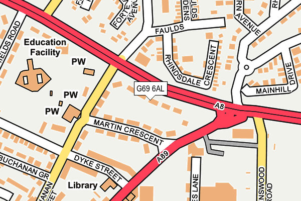 G69 6AL map - OS OpenMap – Local (Ordnance Survey)