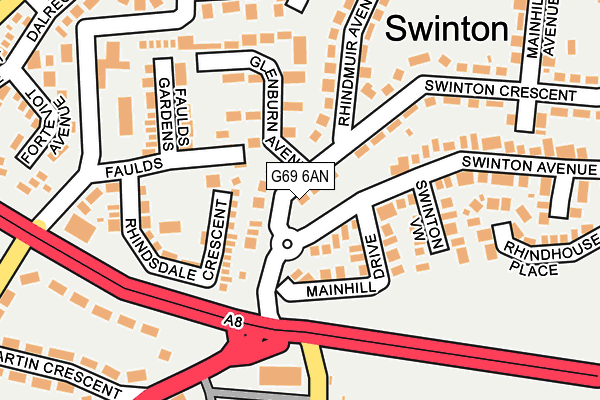 G69 6AN map - OS OpenMap – Local (Ordnance Survey)