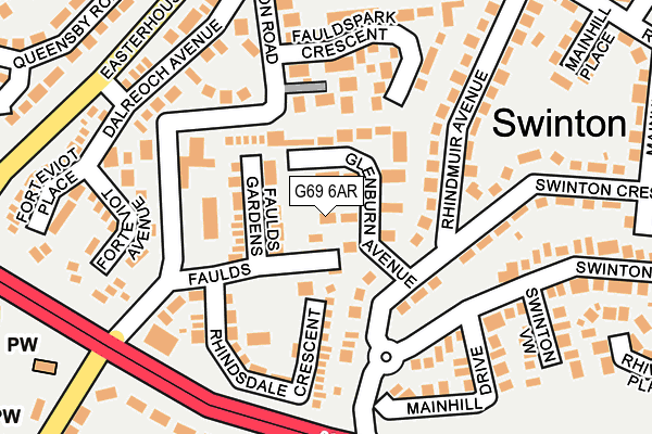 G69 6AR map - OS OpenMap – Local (Ordnance Survey)