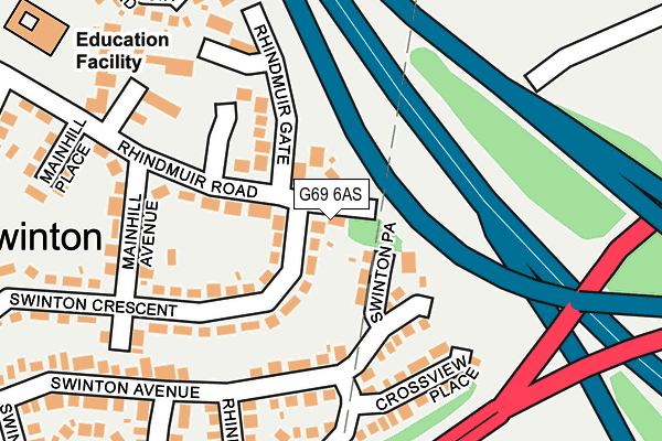 G69 6AS map - OS OpenMap – Local (Ordnance Survey)