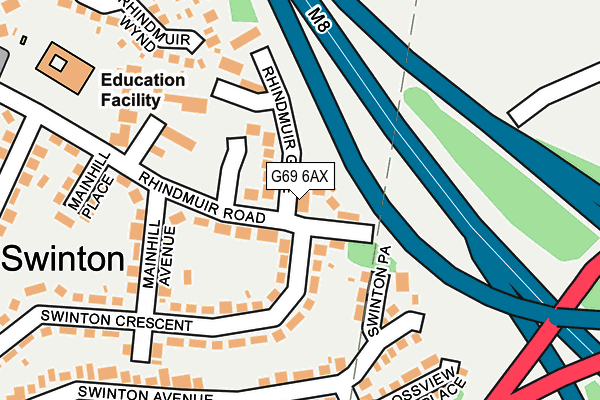 G69 6AX map - OS OpenMap – Local (Ordnance Survey)