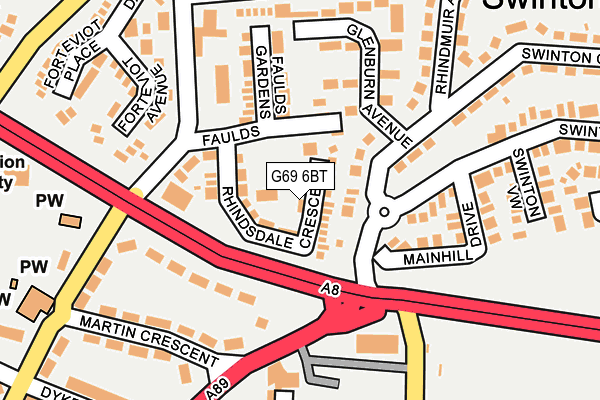 G69 6BT map - OS OpenMap – Local (Ordnance Survey)