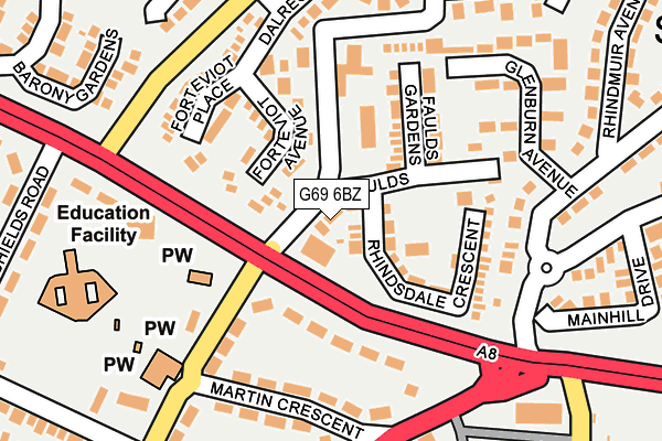 G69 6BZ map - OS OpenMap – Local (Ordnance Survey)