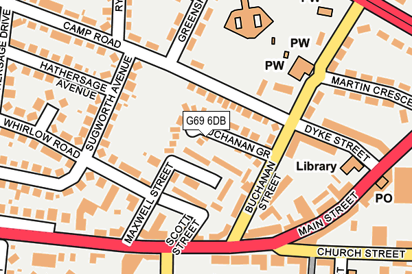 G69 6DB map - OS OpenMap – Local (Ordnance Survey)