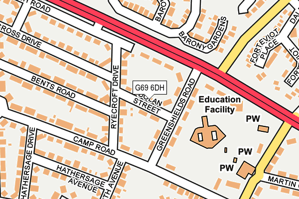 G69 6DH map - OS OpenMap – Local (Ordnance Survey)