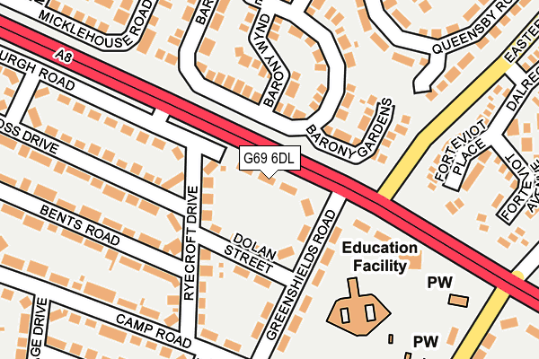 G69 6DL map - OS OpenMap – Local (Ordnance Survey)